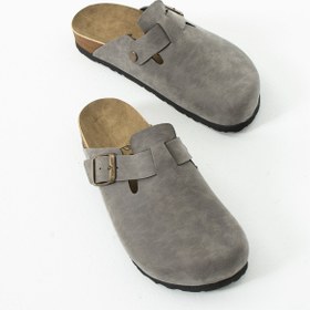 Resim ARYAN Yen Boston Unisex Tokalı Süet Sabo Terlik | Rahat Taban Ev ve Dış Mekan Terlik 