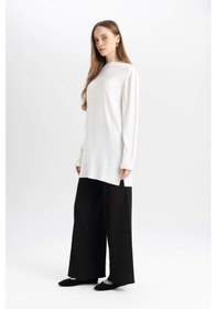 Resim Defacto Relax Fit Triko Pantolon Beli Lastikli Basic Düz Geniş Paça Y1325AZ24AUBK81 Siyah 