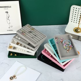 Resim 1 set, 10 adet takı saklama tepsileri, kolyeler, bilezikler, saatler, küpeler veya pudra yastıkları gibi farklı ürünlerin saklanması ve sergilenmesi için uygun, boyut: 21.29*12.5*2.49cm, Takı Tepsileri 