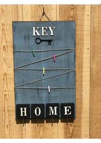 Resim Dekoratif Home Keys Ahşap Resimlik Ve Notluk Saks Mavisi 