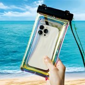 Resim Dokunmatik Ekranlı Yüzen Lazer Su Geçirmez Telefon Kılıfı, Lanyardli Hafif Dayanıklı Plastik Islak/Kuru Çanta - Pürüzsüz Yüzey İşlemi, 1 Adet, Su Geçirmez Telefon Kılıfı, Plaj Aksesuarı, Koruyucu Kıyafet Çantası, Parlak Bitiş 