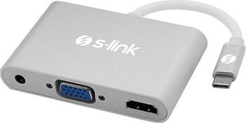 Resim Sl-Usb-C58 Usb3.1 Metal To Vga+Hdmi4K-2K+3.5 Jac Çevirici S-Link