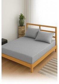 Resim Formeya Adelya Gri Lastikli Çarşaf Takımı (Yastık Kılıflı) Tek Kişilik 90 x 190 