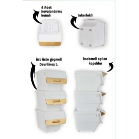 Resim 2li Tekerlekli Patateslik Soğanlık Oyuncak Kutusu Sebzelik Patates Soğan Kovası Sepeti Motek 24 Lt 