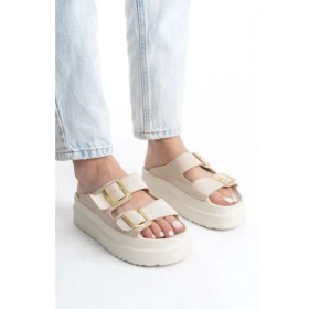 Resim Limeo Kadın Yazlık Çift Tokalı Yüksek Dolgu Taban Terlik Sandalet Ayakkabı 