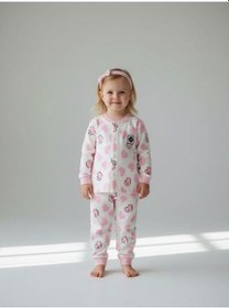 Resim Zekids Kız Bebek Pamuklu Kalp Desenli Pijama Takımı-16850 Pembe 