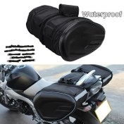 Resim Genişletilebilir Motosiklet Eyer Çantaları - 36-58L Kapasite, Motosikletler ve ATV'ler için Su Geçirmez Yan Çantalar, Çıkarılabilir Kayışlarla Evrensel Uyum, Kask Depolama için Çok İşlevli Seyahat Binicilik Paketleri, Siyah PU Deri 