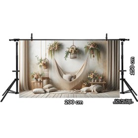Resim Venspor Bohem Çiçekli Hamak Arkaplan, 200x150cm, Fon, Duvar Örtüsü 