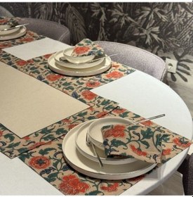 Resim Keten 6 Lı Havin Desen 6 Amerikan Servis & 1 Runner 6 Peçete Çok Renkli 