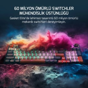 Resim Gamepower Gasket Elite Rgb Wireless/bluetooth/kablolu Mekanik Blue Switch Gasket Ingilizce Q Gaming Klavye 