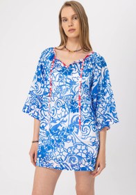 Resim Mavi beyaz desenli Mona tunik - M/L (40-42) 