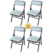 Resim Hey Modüler Mobilya Mavi 4'lü Katlanır Piknik Kamp Sandalyesi 