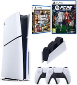 Resim Sony Playstation 5 Slim Oyun Konsolu +2. Dualsense Kol + Şarj İstasyonu + PS5 FC26 + GTA V Oyun (İthalatçı Garantili) 