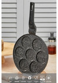 Resim Polochef Ipc-126 Döküm Yanmaz Yapışmaz Emojili Pankek Tava Krep Tavası 26 Cm Siyah 
