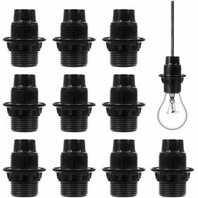 Resim E14 Vidalı Ampuller Ve Vidalı Enerji Tasarruflu Ampuller İçin Uygun 10 Adet Lamba Tabanı Siyah 