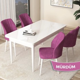Resim Canisa Concept Arp Serisi Beyaz Masa 70 x 110 cm Sabit Mutfak Masası Takımı 4 Sandalye 
