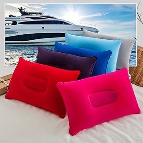 Resim Şişme Kamp Yastığı - Kendiliğinden Şişen Ergonomik Peluş Taşınabilir Yastık Çıtçıt Kapatmalı, Çok Renk Seçenekleri ile Kamp, Ofis ve Dış Maceralar İçin 