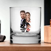Resim Mutlu Sevgililer Karikatürlü Viski Kadehi 
