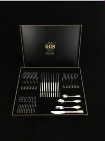 Resim Diana Mat Altın Solingen 96 Parça Kutulu Çatal Kaşık Bıçak Seti Altın 