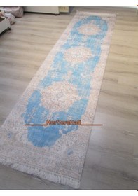 Resim Joker Halı Tiffany Concept Tsy07Turkuaz 80X300 cm Kadife Dokulu Kaymaz Yolluk 