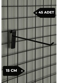 Resim 15 Cm 45 Adet Siyah Tel Pano Kancası Raf Askısı Siyah 