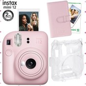 Resim Fujifilm Instax Mini 12 Fotoğraf Makinesi + 10'lu Film + Laporta Albüm + Şeffaf Kılıf Pembe 