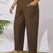 Resim Kadınların Şık Düz Renkli Mary Crepe Rahat Pantolonları, %95 Polyester %5 Spandex, Esnek Olmayan Dokuma Kumaş, Tüm Mevsimler İçin Düz Bacaklı Pantolonlar, 140g/m² 