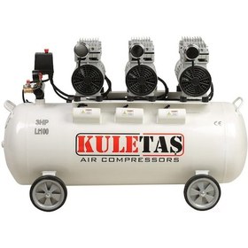Resim Kuletaş Hava Kompresörü Yağsız Sessiz 100 Litre Üç Motorlu 3 Hp 