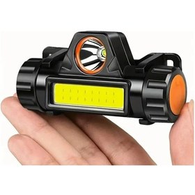 Resim Ultra Güçlü Şarjlı Mıknatıslı Kafa Lambası Cob Led Avcı Balıkçı Kamp Feneri Deprem Işığı Siyah 