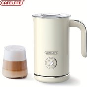 Resim CAFELFFE 4'ü 1 Arada Sıcak ve Soğuk Süt Karıştırıcı, Paslanmaz Çelik Elektrikli 4'ü 1 Arada Karıştırıcı, Otomatik Kapanış Karıştırıcı, İki Karıştırıcı ile Birlikte Gelir, Latte, Macchiato, Sıcak Çikolata, Cappuccino için Uygun, 500 Watt, Bej, 8 Onsa/240 Mililitre. 