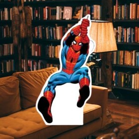 Resim Ayaklı Pano Spider Örümcek Adam 34x18 Cm Ağla Uçan Örümcek Adam Doğum Günü Masa Dekoru Çocuk Odası Süsü Diğer 