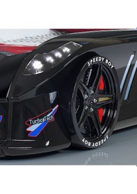 Resim Arabalı Yatak, Jaguar Rüzgarlıklı Arabalı Yatak - Siyah 1 Adet Comfort Yatak 