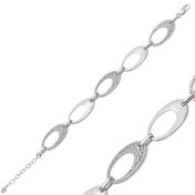 Resim Bracelet femme ovale en pierre argentée 