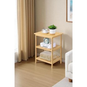 Resim Digithome Bambu 3 Raflı Komodin Yan Sehpa Şifonyer Düzenleyici Orta Sehpa DB-0024 