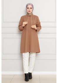 Resim Sevitli Dik Yaka Tunik-vizon-4453 Vizon 