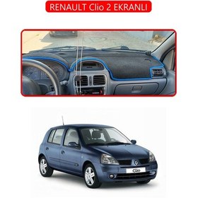Resim Renault Clio 2 Ekranlıtorpido Koruma Halısı Kırmızı Kenar 