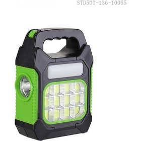 Resim Yüksek Işık Kamp Feneri El Feneri Şarjlı Ve Güneş Enerjili 3w+1w Siyah - Yeşil 