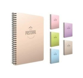 Resim Pastoral Spiralli Pp Kapak Defter 17x24cm 60 Yaprak Kareli 4 Lü Paket 