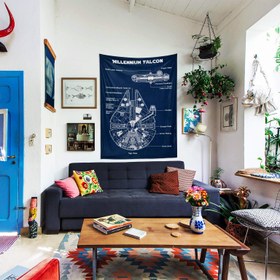 Resim Millennium Falcon Navy Blue Duvar Örtüsü - 60 cm x 90 cm 