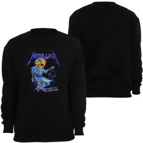 Resim Metallica Baskılı Unisex Bisiklet Yaka Sweatshirt SİYAH S 