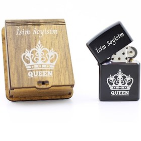 Resim Kişiye Özel Zippo Tarzı Benzinli Metal Çakmak - Queen Temalı 