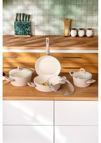 Resim Emsan Crystal 7 Parça Tencere Seti Rosegold Rose Gold 