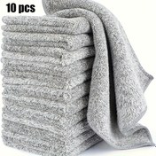 Resim 10 Adet Ultra Emici Mikrofiber Temizlik Bezleri - Kalın Hızlı Kuruyan Bambu Kömürü Lifli Havlular, Mutfak, Araba ve Banyo Kullanımı İçin İdeal, Banyo Temizlik Araçları | Üniforma Tasarımı | Hızlı Kuruyan Kumaş, Bulaşık Havluları 