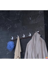 Resim Modilayn Arı Serisi 15 Kancalı Banyo Askısı - 5'li Set 76,4x9,6 Cm Ekstra Düzen Ve Yer Tasarrufu Antrasit 