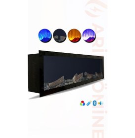 Resim Arif Şömine Dekoratif Elektrikli Yapay Şömine - 100x30x18 Cm - Kumanda, Sabit Çıtırtı Sesi Ve Bluetooth Hoparlör 