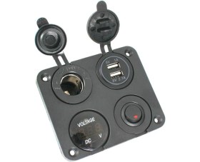 Resim Revex 12V 2 Şarj Soketi+Çakmaklık+Voltaj Göstergesi+On-Off Düğmeli Kontrol Paneli 