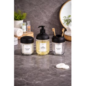 Resim Lemmoni Qlux Pamukluk ve Kulak Pamuğu Organizeri Banyo Düzenleyici Cam Altlı 