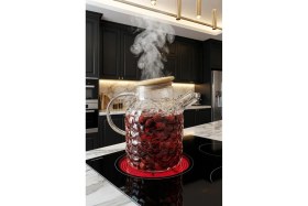 Resim Feyza Design Bambu Kapaklı Cam Demlik 1800ML, Şık ve Dayanıklı Çay Demliği 