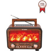 Resim Torima D72 Açık Kahve Nostalji Kablosuz Speaker Bluetooth Hoparlör Radyo Solar Panelli 