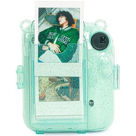 Resim Fujifilm Instax Mini 12 Fotoğraf Makinesi + 10'lu Film + Kıskaçlı Resim Standı + Simli Pleksi Kılıf Seti Yeşil 